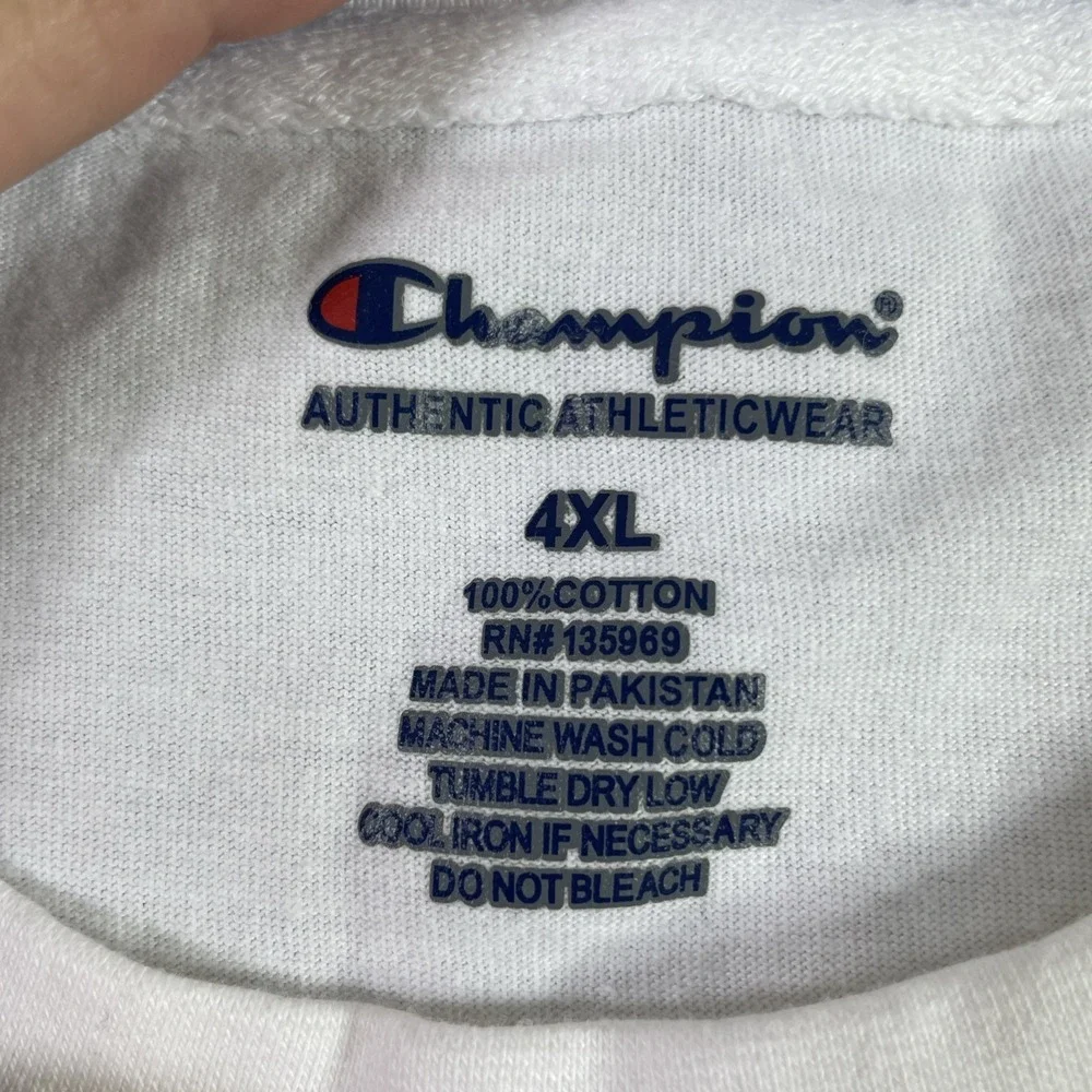 Champion Athletic Wear Shirt Adult 4XL White Spell Out Graphic Tee Short Sleeve - Picture 7 of 13